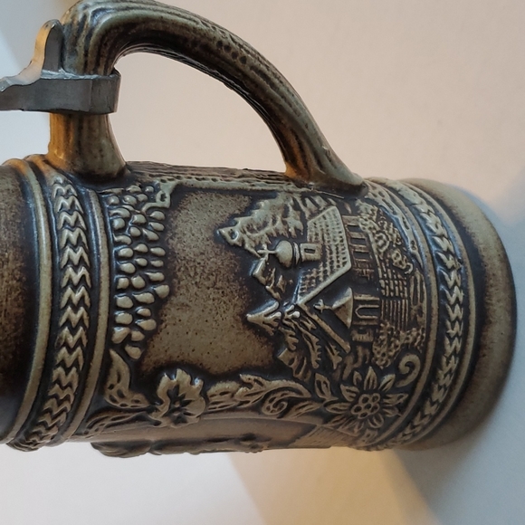 Vintage West Germany Stoneware Gerzit Pewter Lidded Stein - Picture 9 of 14